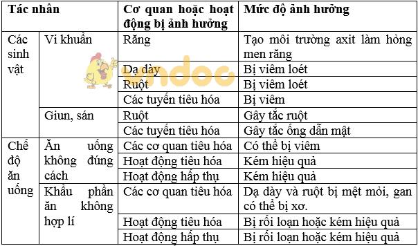 Giải bài tập SGK Sinh học 8 bài 30: Vệ sinh tiêu hóa