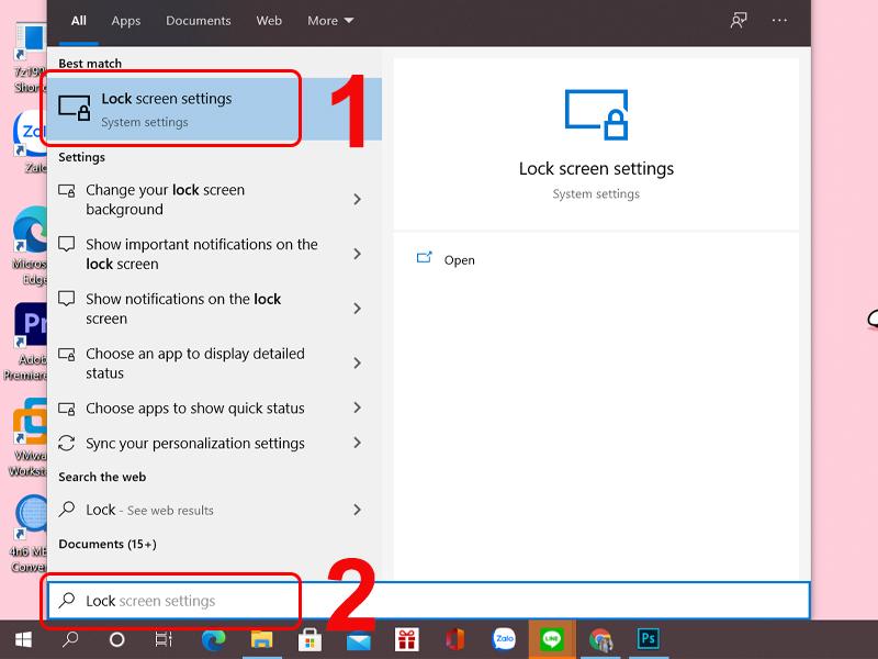 Mở Lock screen settings trên máy tính