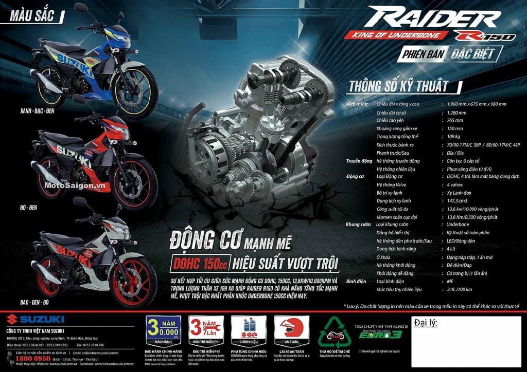 Raider 150 2021 bản đặc biệt đã được Suzuki công bố giá bán