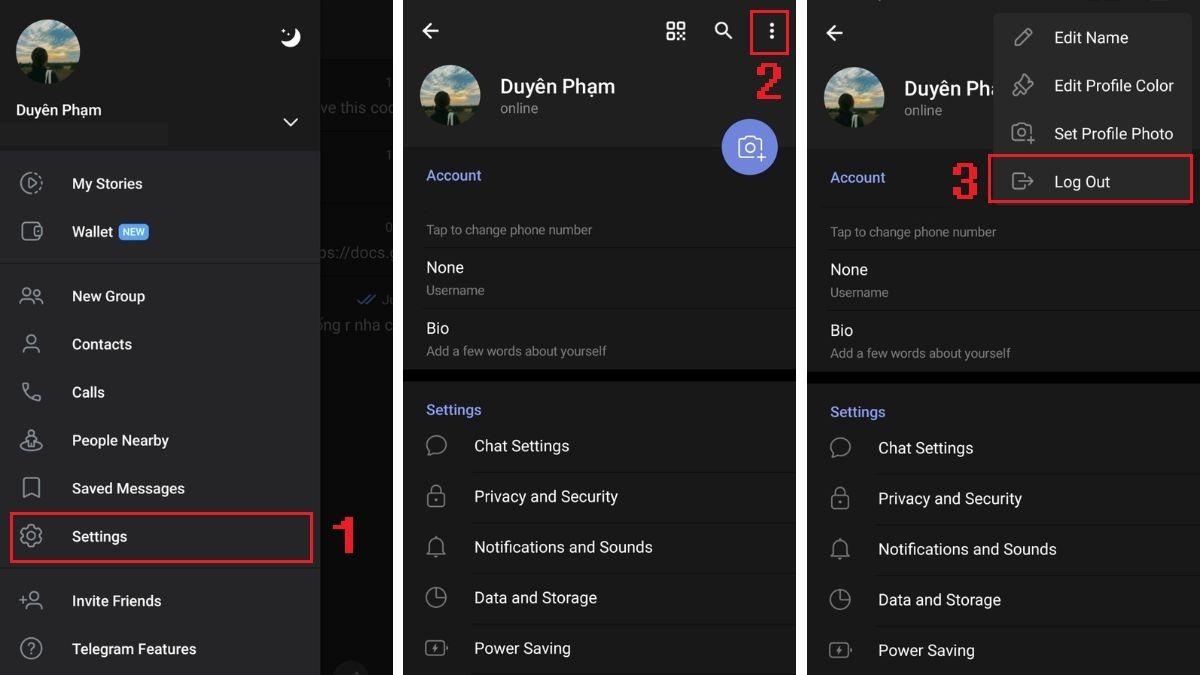 Cách đăng xuất Telegram trên điện thoại Android
