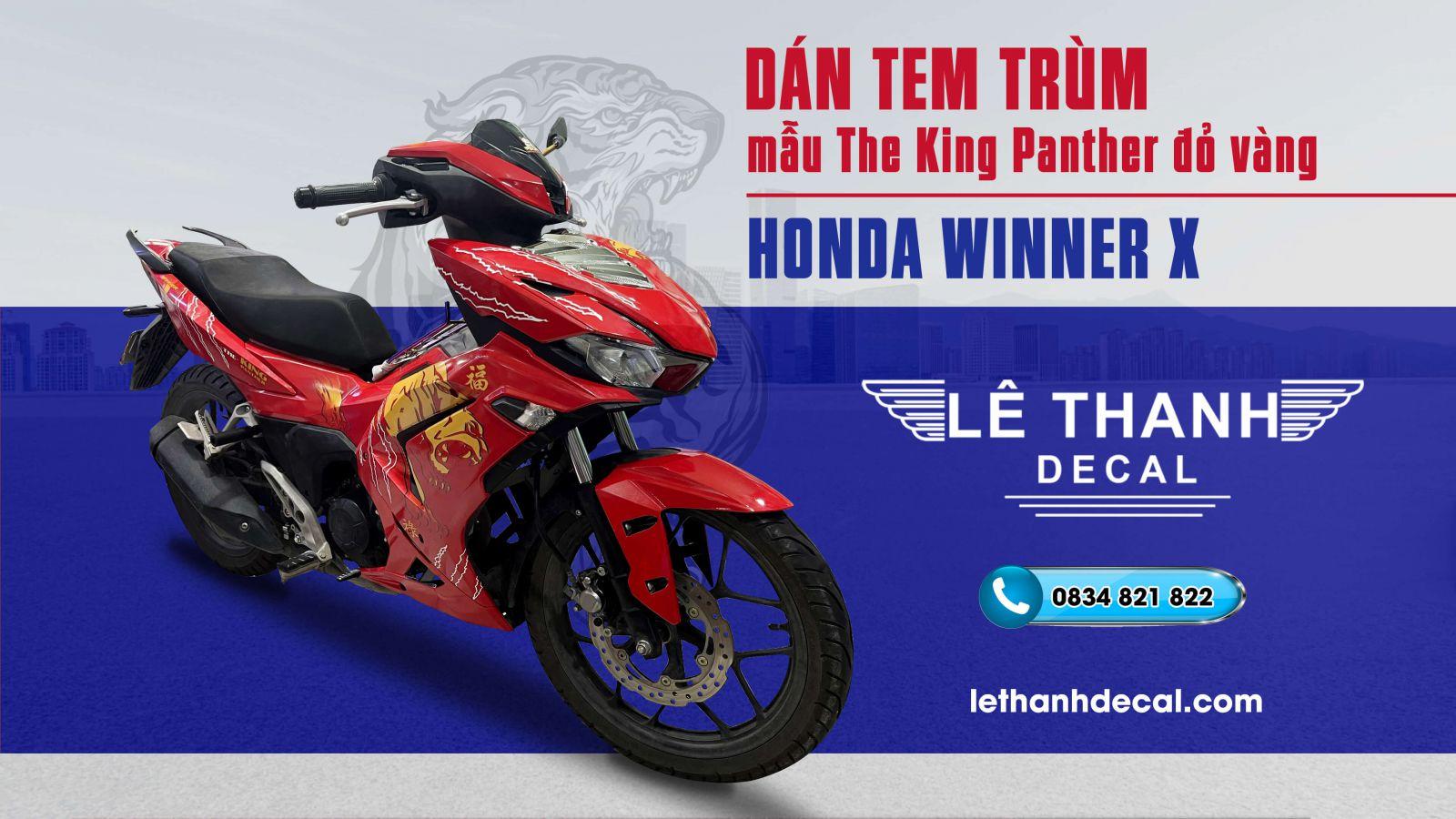 Dán tem trùm Winner X mẫu The King Panther đỏ vàng