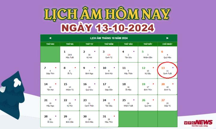 Lịch âm 13/10 - Âm lịch hôm nay 13/10 chính xác nhất - lịch vạn niên 13/10/2024