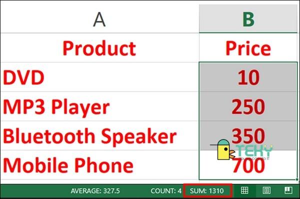 Công thức tính tổng trong excel